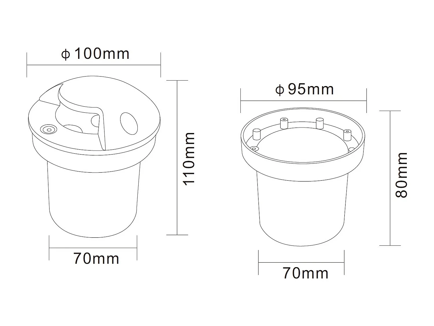 Balise Extérieure LED 3W Encastrable au Sol Gimsha 1L Noire 2700K Blanc chaud