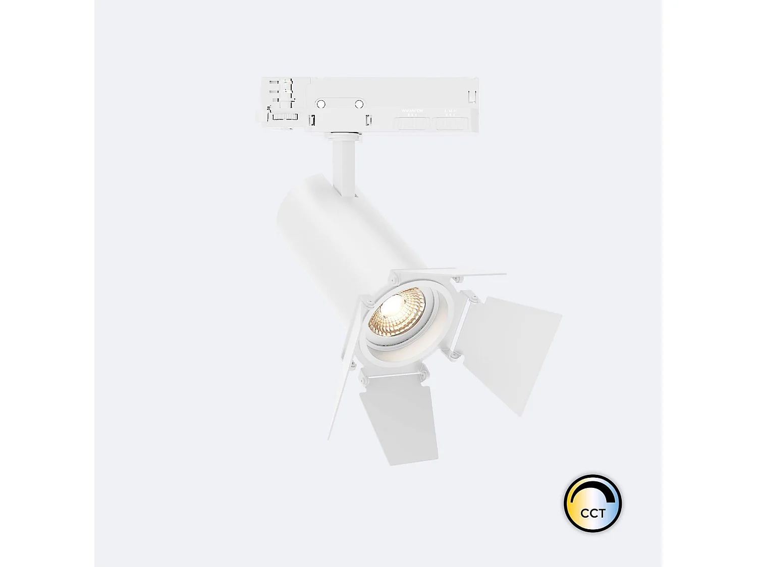 Spot LED Fasano Cinéma 20W CCT Sélectionnable pour Rail Triphasé Dimmable Blanc 2700K - 3200K - 4000K Sélectionnable