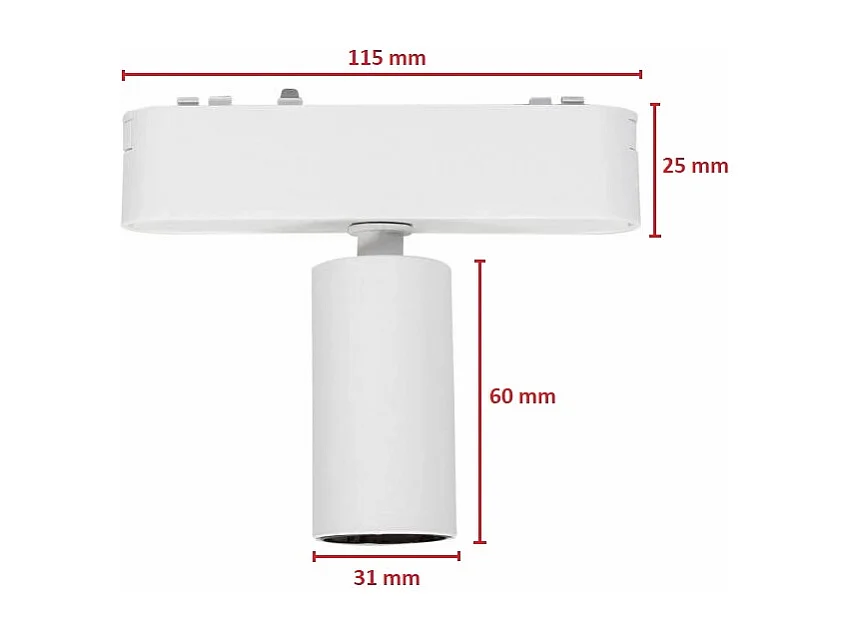 Spot LED sur Rail Magnétique 25mm Extra-Plat 5W 48V Blanc 4000K Blanc neutre