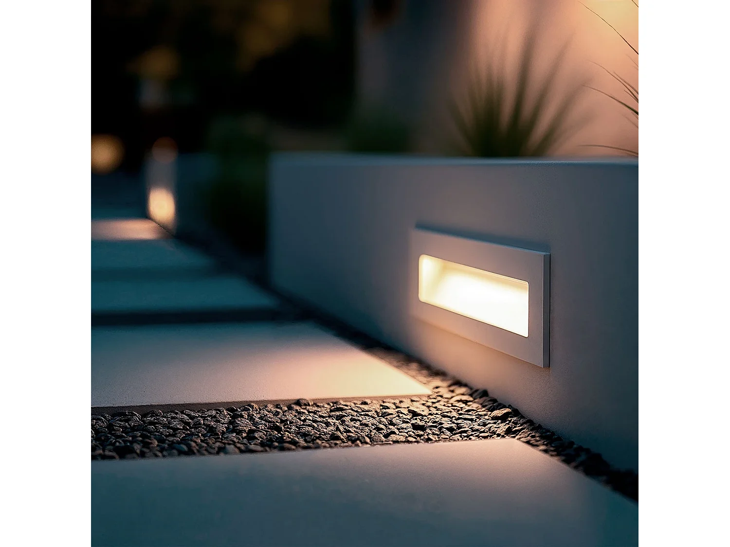Balise LED Extérieure 7W Encastrable au Mur Rectangulaire en Aluminium Groult Blanche  2700K Blanc chaud