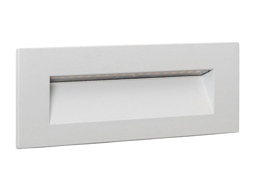 Balise LED Extérieure 7W Encastrable au Mur Rectangulaire en Aluminium Groult Blanche  2700K Blanc chaud