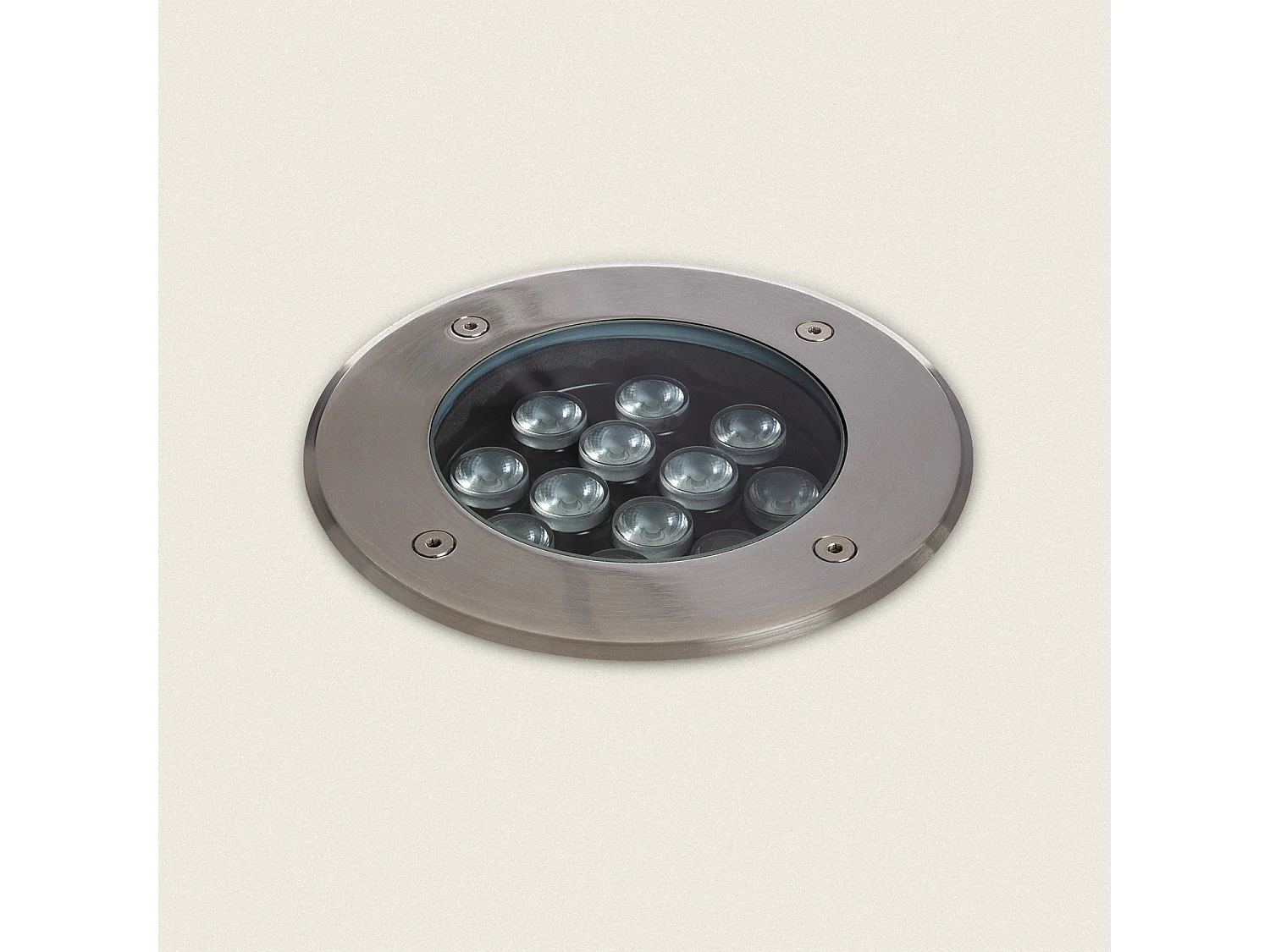 Spot LED Extérieur Solide Encastrable au Sol Inox 12W 2700K Blanc chaud