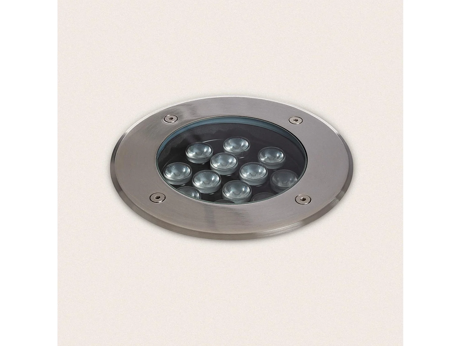 Spot LED Extérieur Solide Encastrable au Sol Inox 12W 2700K Blanc chaud