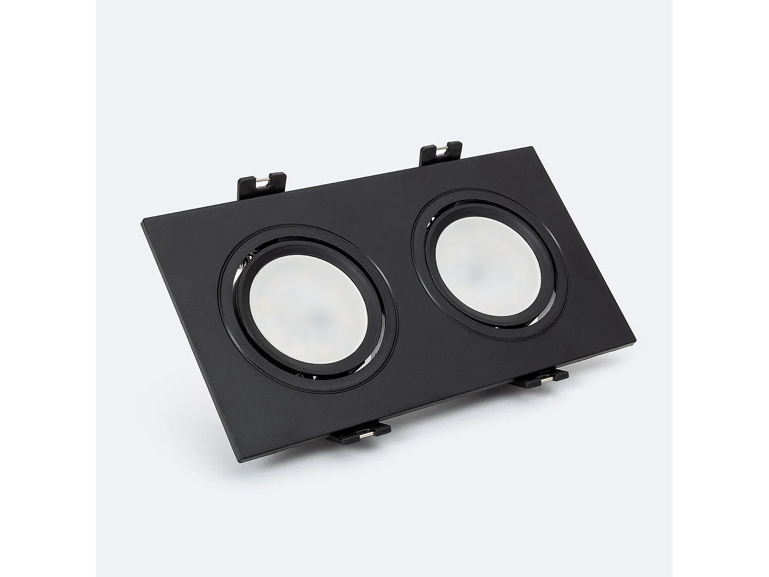 Spot LED Downlight Carré Inclinable GU10 6W Coupe 75x150mm PC No Flicker 6000K Noir Blanc froid