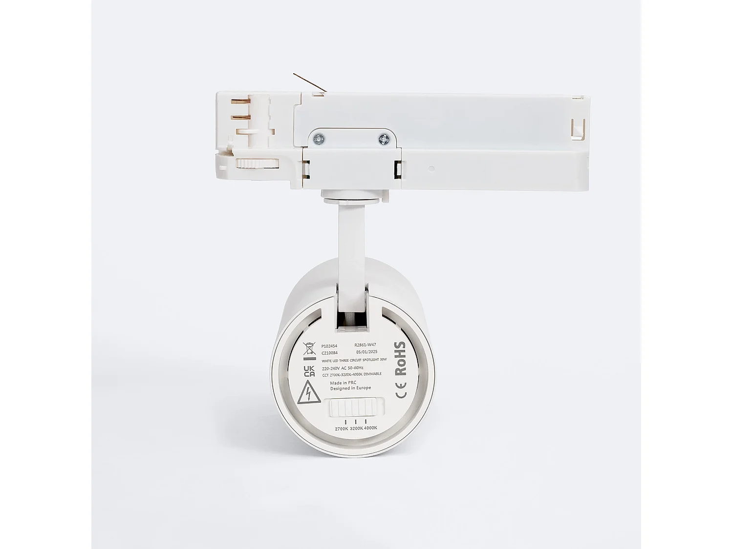 Spot LED sur Rail Triphasé 30W Fasano Dimmable Blanc 2700K Blanc chaud
