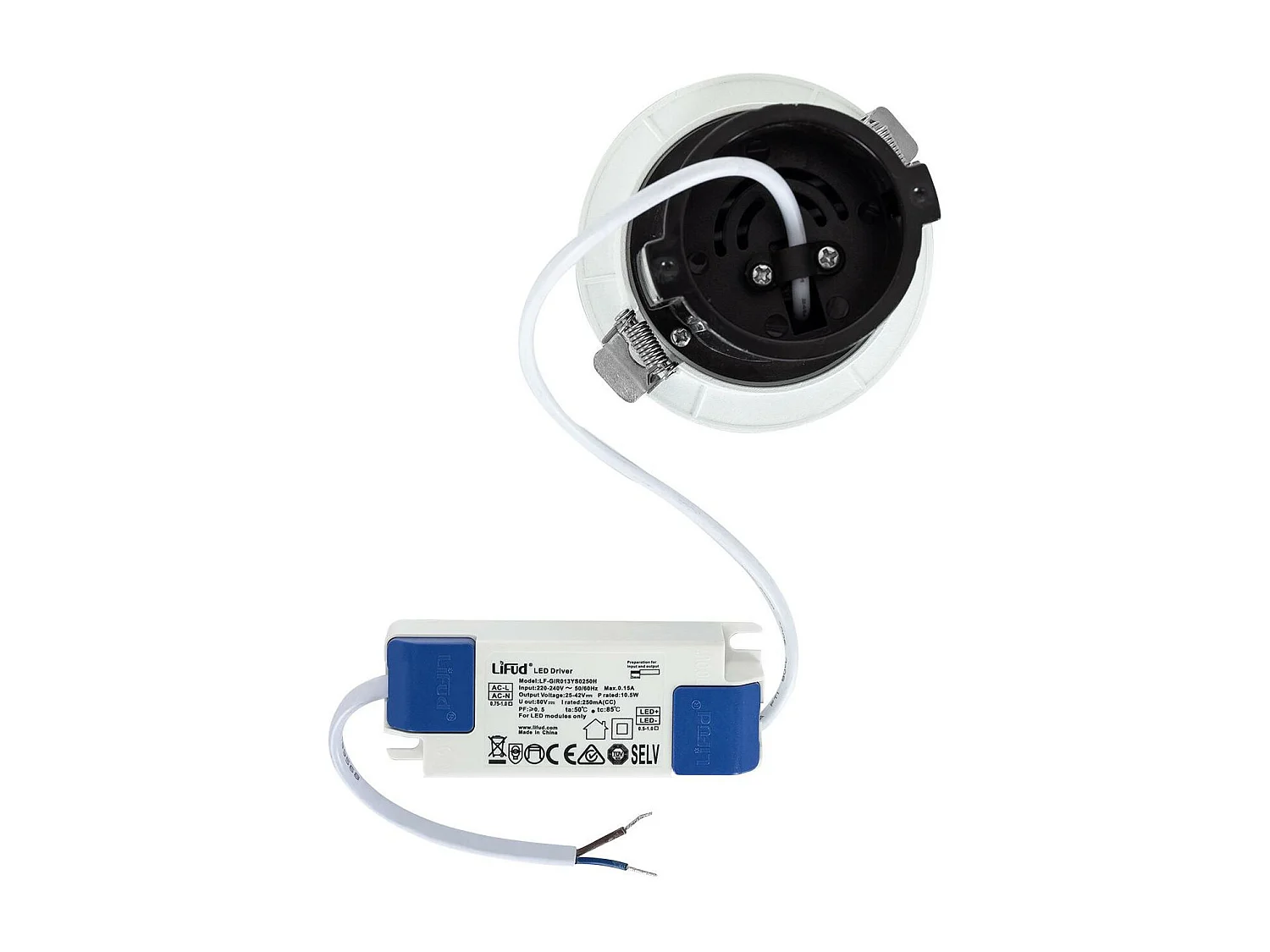 Spot Downlight LED 12W Rond Amovible LIFUD Coupe Ø 75mm Blanc Neutre  4000K