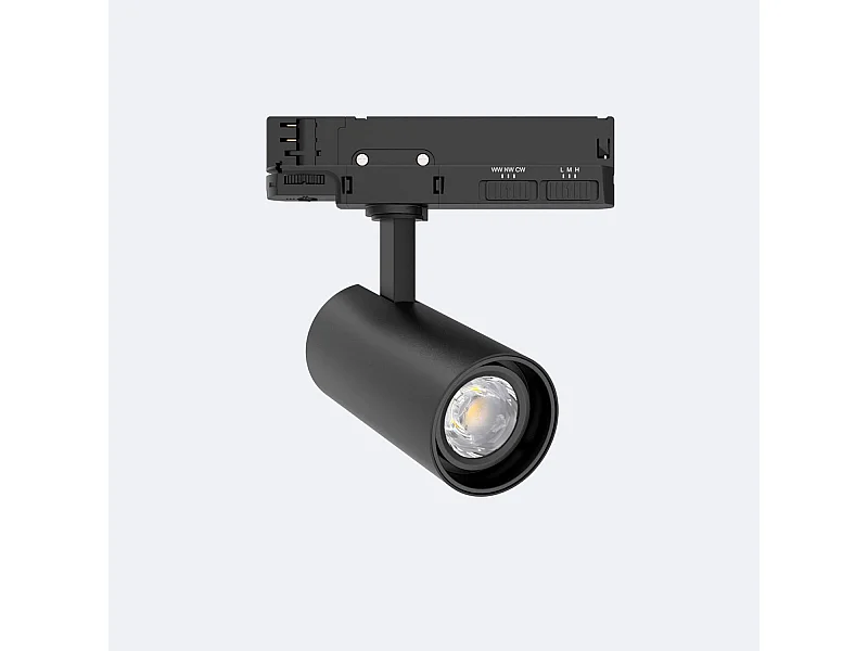 Spot LED sur Rail Triphasé 20W Fasano Dimmable CCT Noir 3200K Blanc chaud
