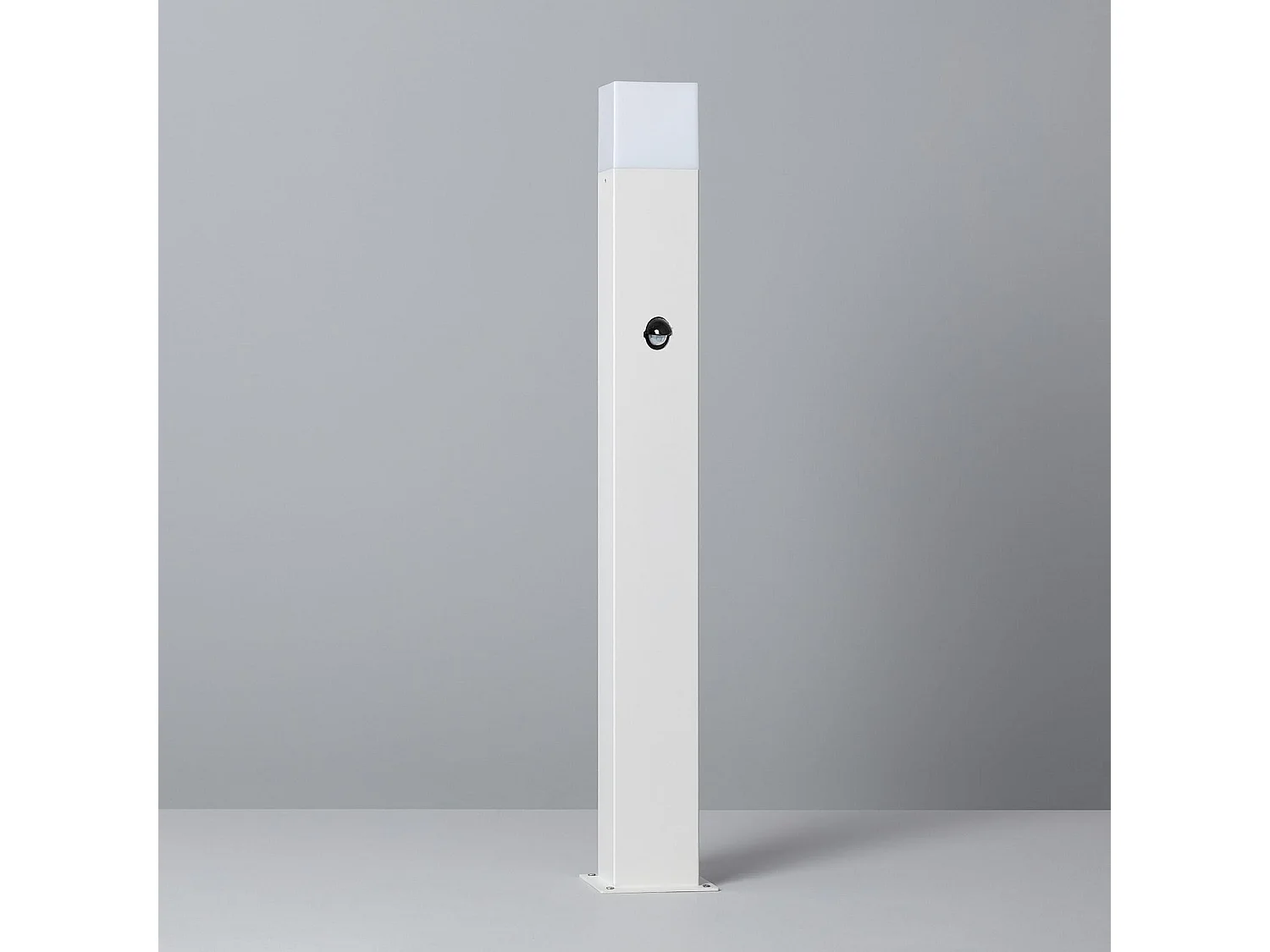 Balise Extérieure Augusta en Saillie sur Pied 74cm Blanche avec Détecteur de Présence PIR Blanc