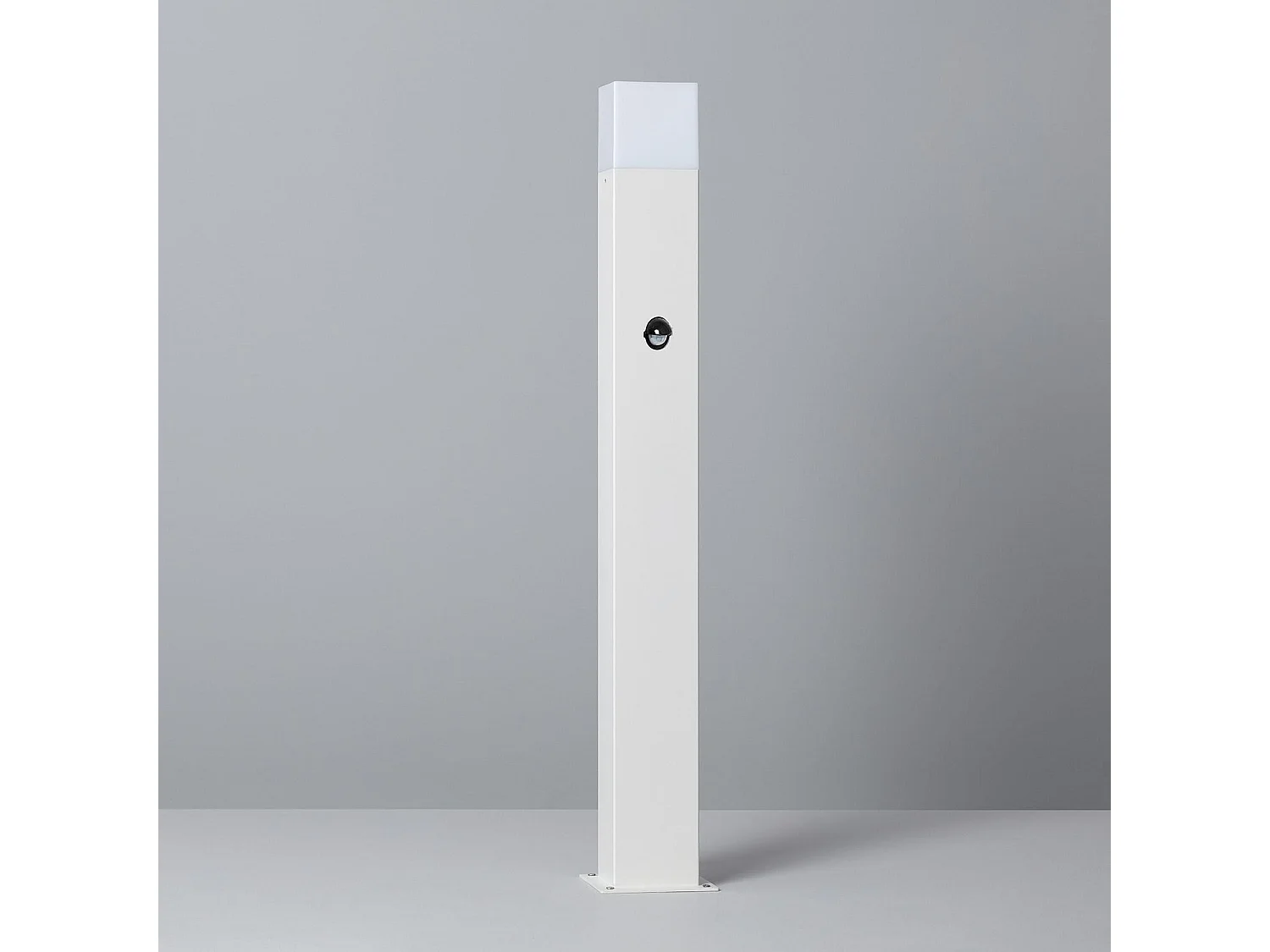 Balise Extérieure Augusta en Saillie sur Pied 74cm Blanche avec Détecteur de Présence PIR Blanc