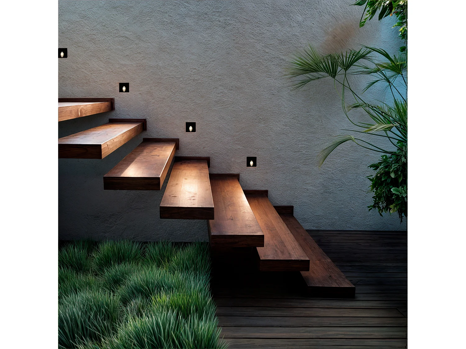 Balise Extérieure Murale LED Encastrable 3W Carrée en Aluminium Ellis Noire  4000K Blanc neutre