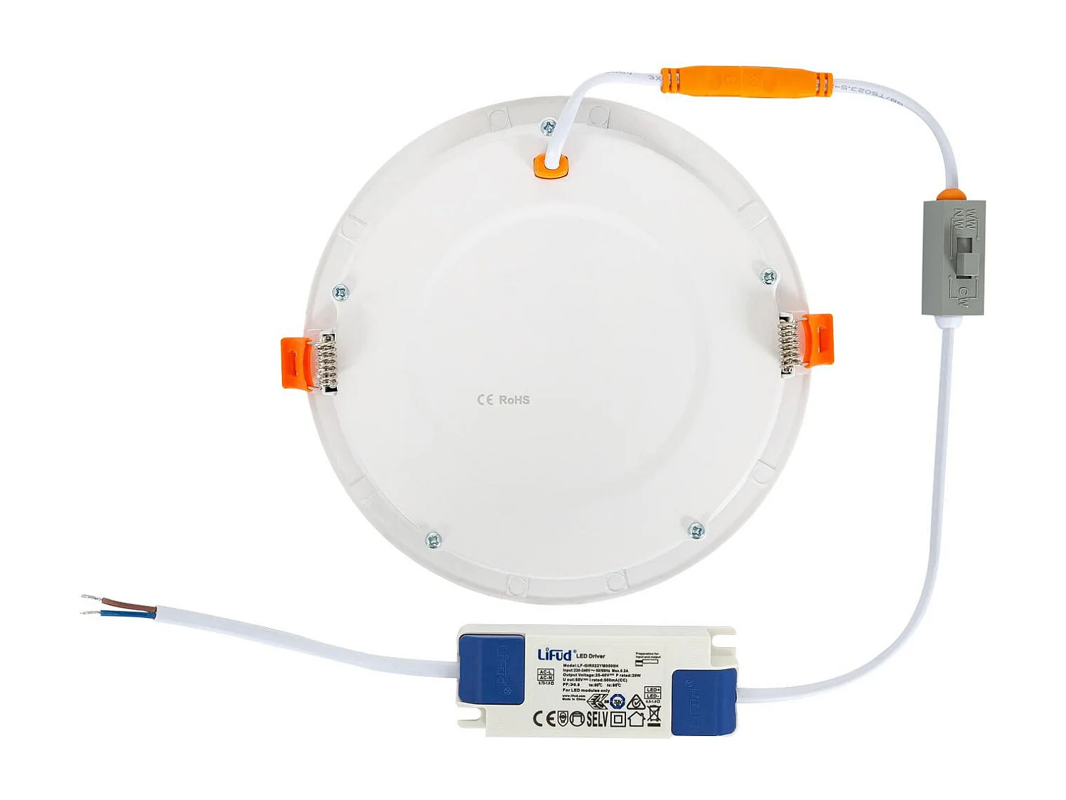 Placa LED 16W Circular CCT Seleccionable Microprismático LIFUD Corte Ø 150 mm No Flicker (2700K - 4000K - 6000K) Seleccionable (Cálido-Neutro-Frío)