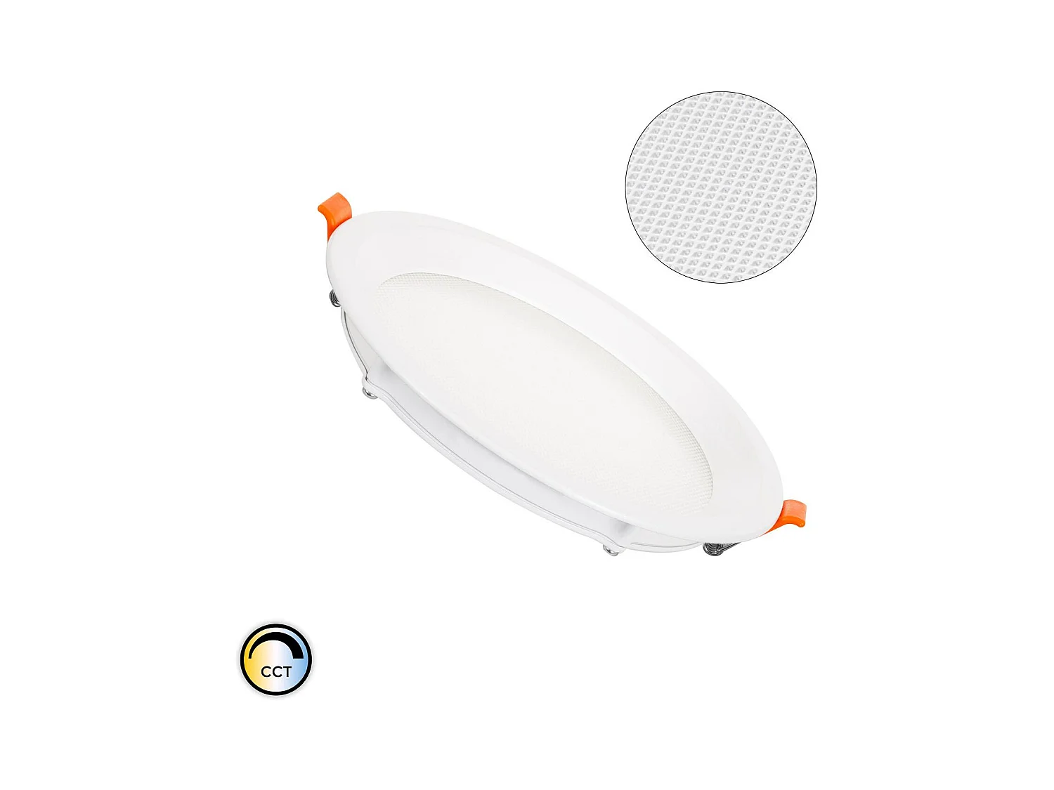 Dalle LED 16W Ronde CCT Sélectionnable Microprismatique LIFUD Coupe Ø 150 mm No Flicker CCT