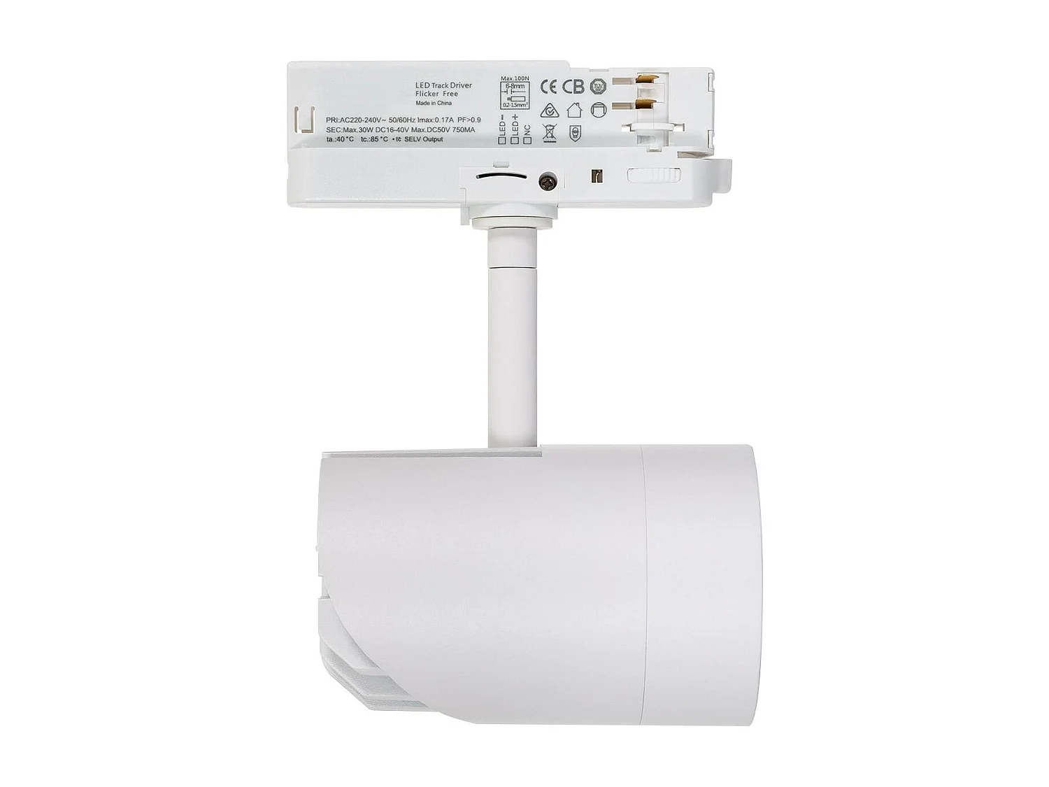 Spot LED sur Rail Triphasé 30W Fuji Blanc 4000K Blanc neutre