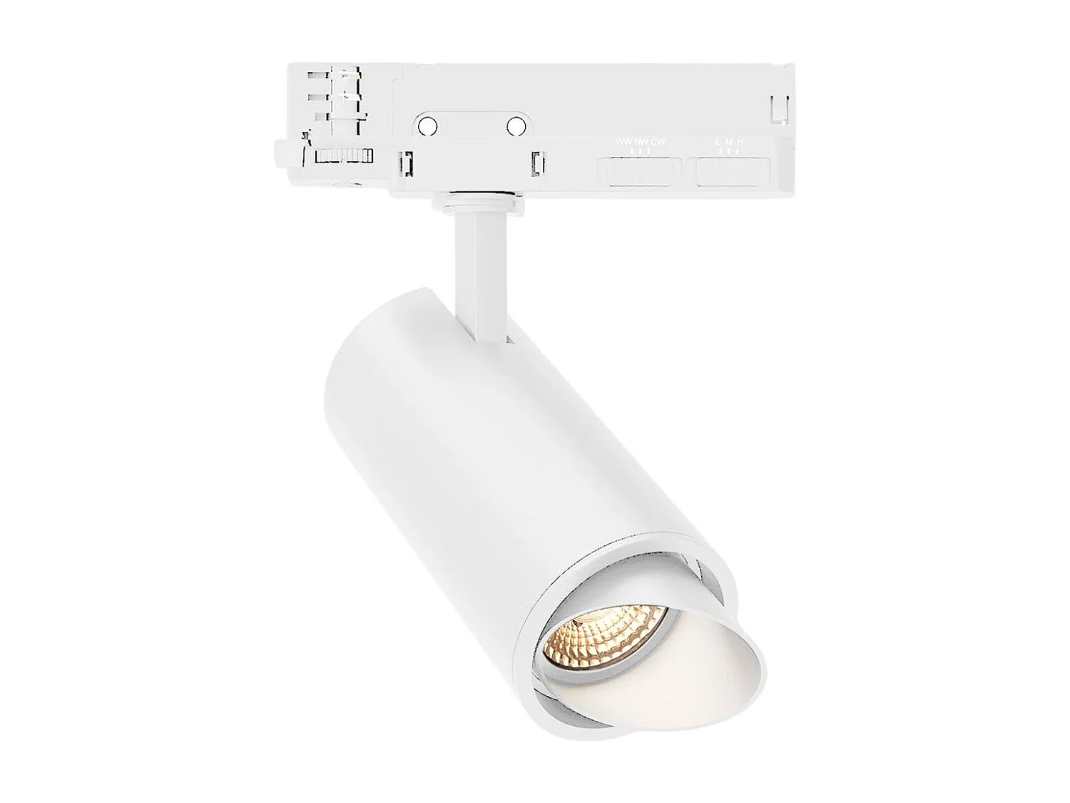 Spot LED Fasano Cylindre Biseau 30W CCT Sélectionnable pour Rail Triphasé Dimmable Blanc 2700K - 3200K - 4000K Sélectionnable