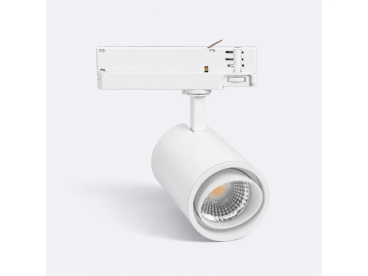 Spot LED Fasano Cylindre Biseau 30W CCT Sélectionnable pour Rail Triphasé Dimmable Blanc 2700K - 3200K - 4000K Sélectionnable