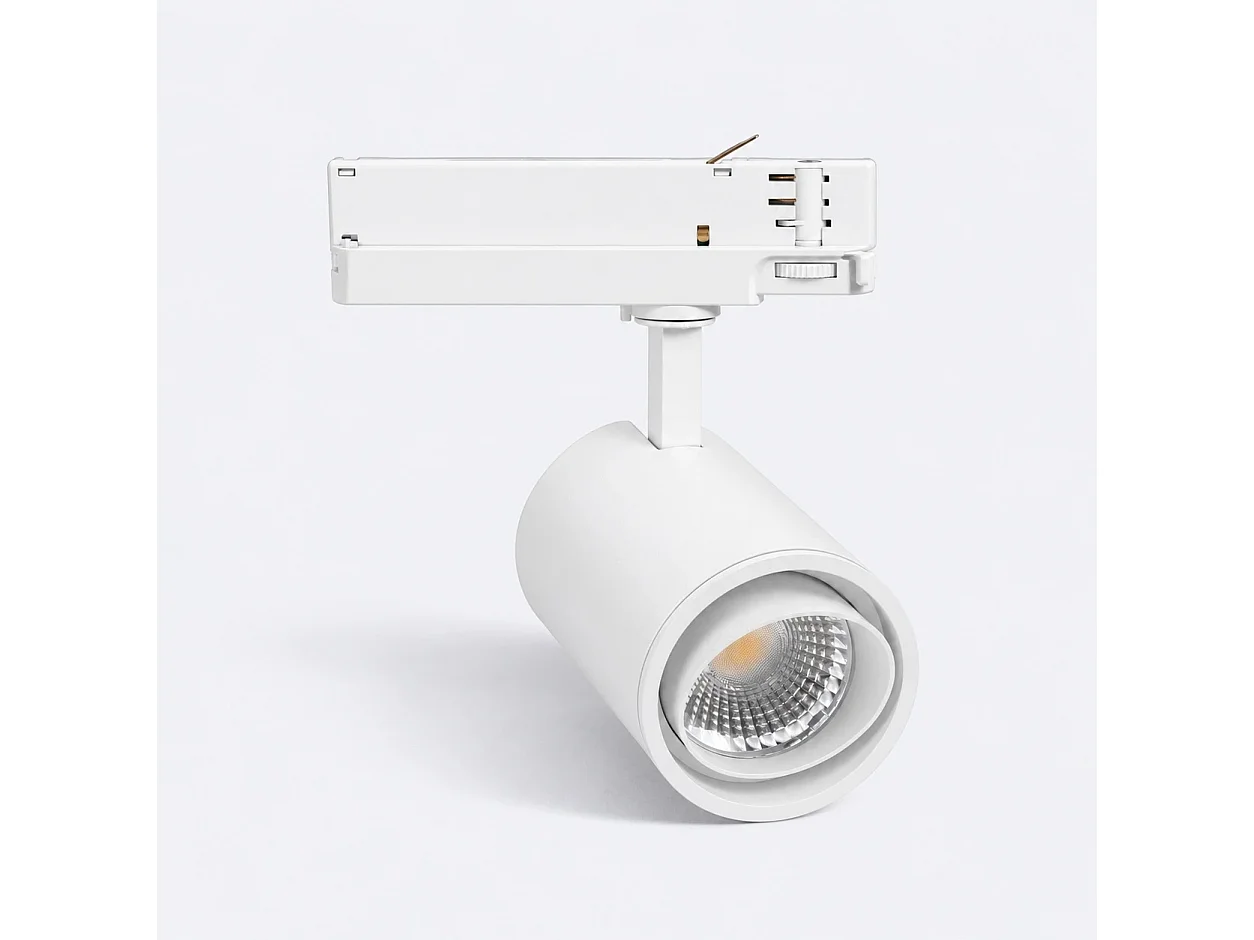 Spot LED Fasano Cylindre Biseau 30W CCT Sélectionnable pour Rail Triphasé Dimmable Blanc 2700K - 3200K - 4000K Sélectionnable