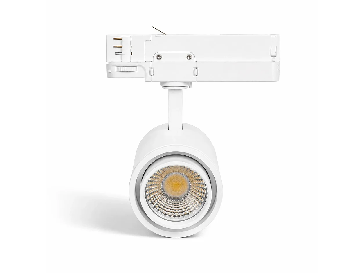 Spot LED Fasano Cylindre Biseau 30W CCT Sélectionnable pour Rail Triphasé Dimmable Blanc 2700K - 3200K - 4000K Sélectionnable