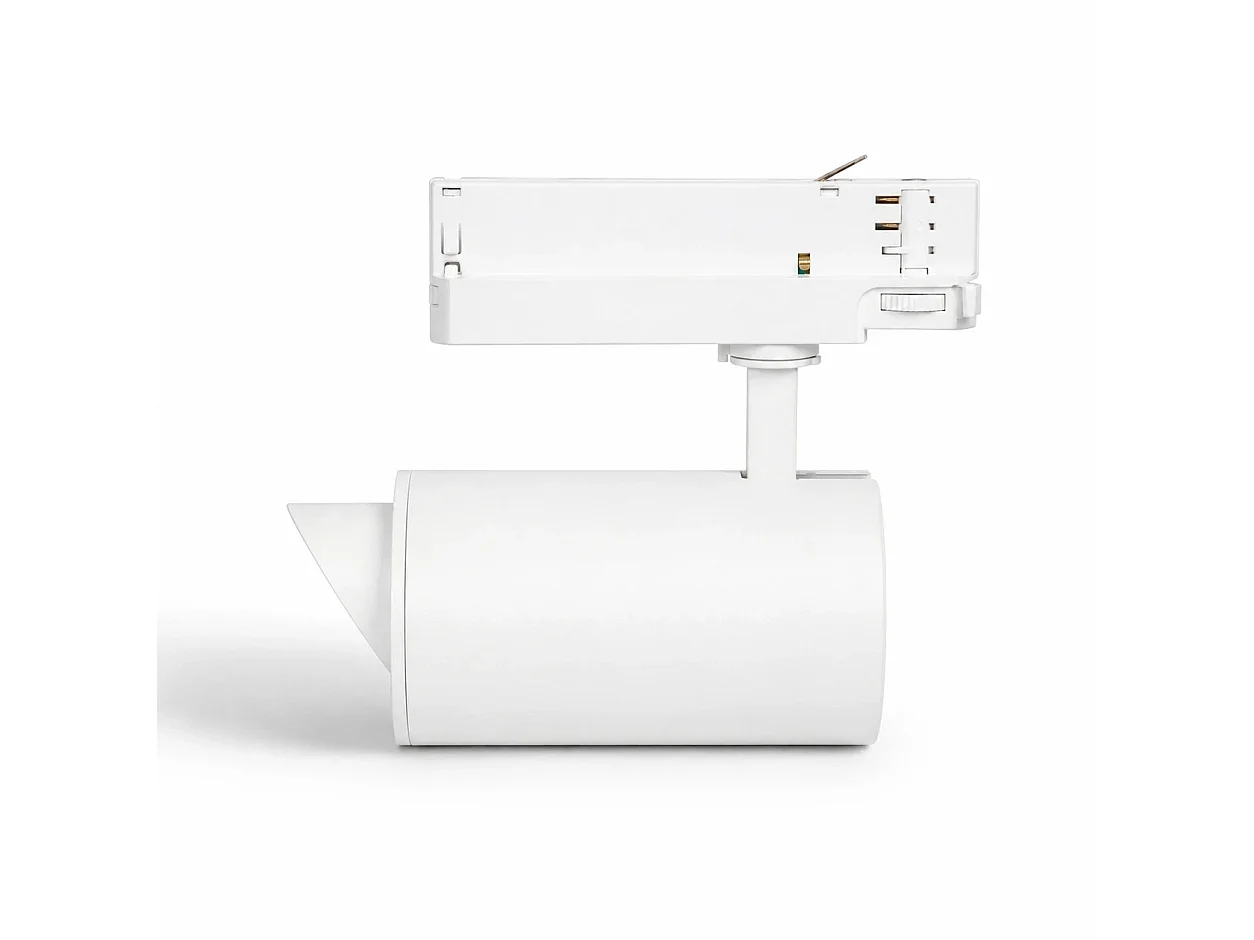 Spot LED Fasano Cylindre Biseau 30W CCT Sélectionnable pour Rail Triphasé Dimmable Blanc 2700K - 3200K - 4000K Sélectionnable