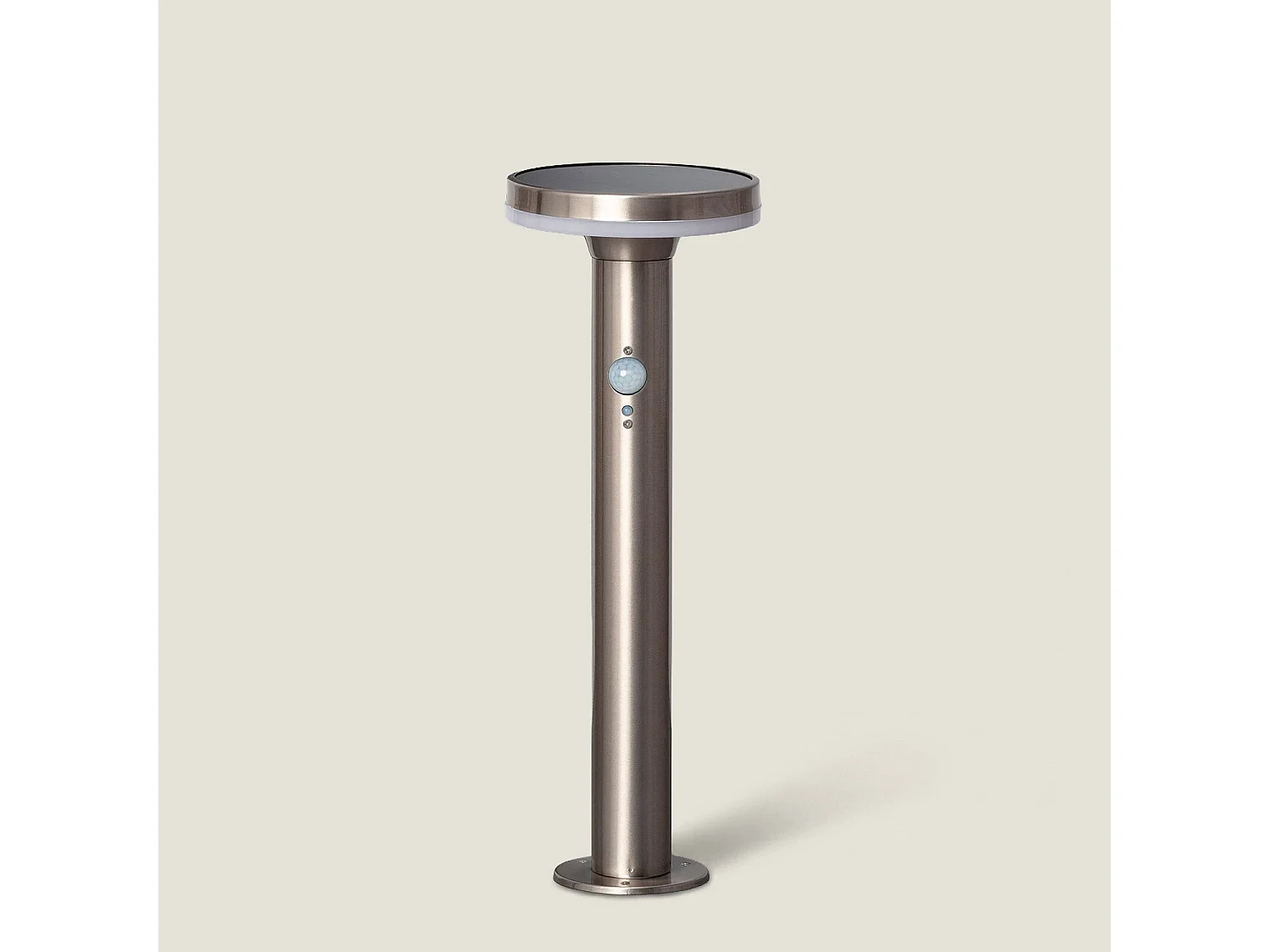 Balise LED Solaire Extérieure Helios Inox 6W en Saillie sur Pied 45cm avec Détecteur de Mouvement Helios Inox 3000K Blanc chaud