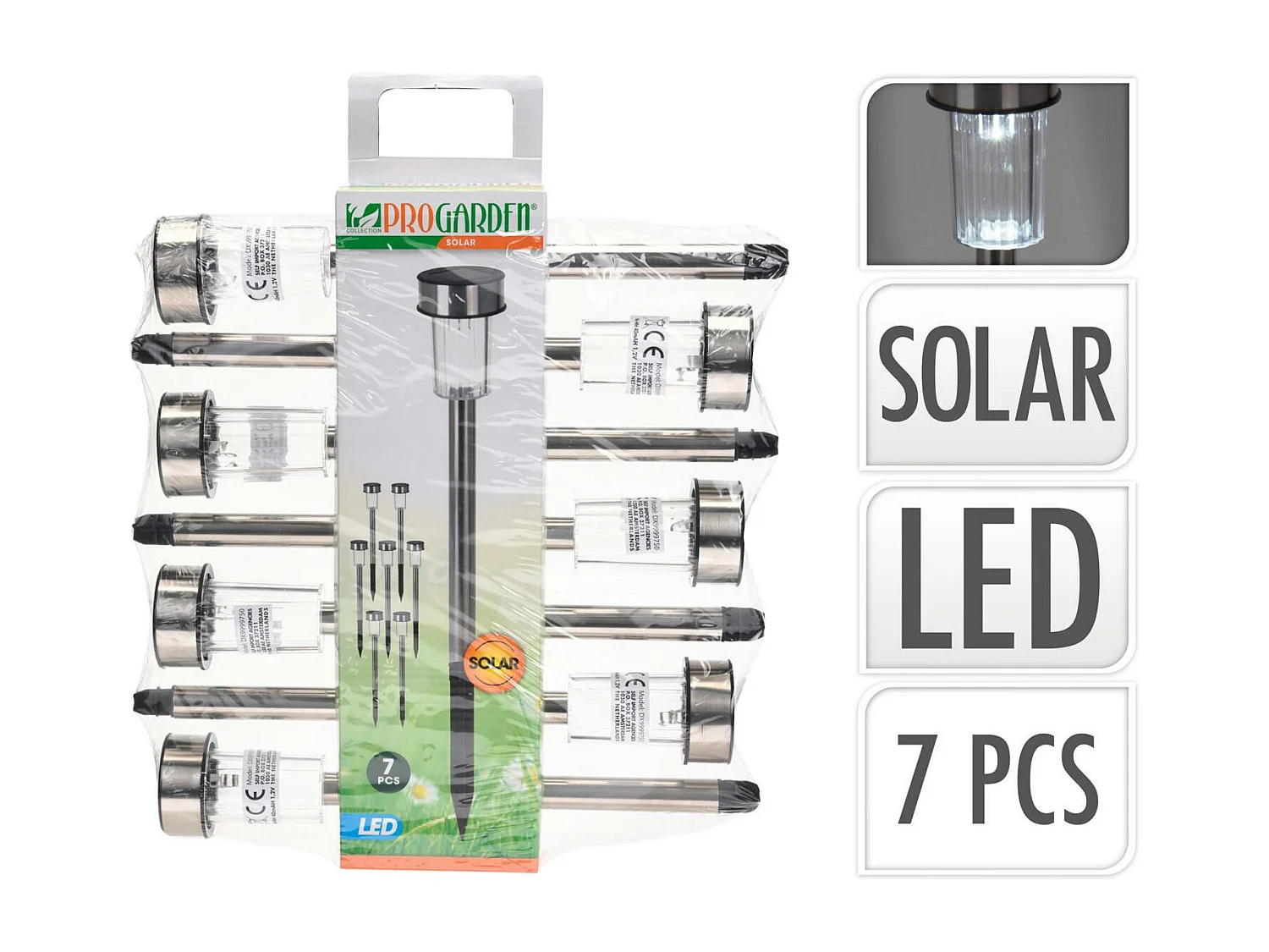 Balise LED Extérieure Acier Inoxydable en Saillie pour Sol avec Piquet Daura (7 Un) Blanc chaud  2700K