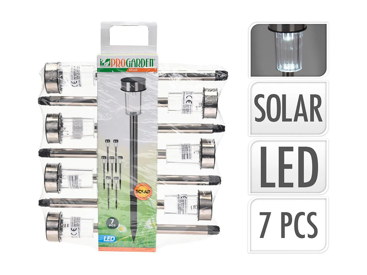 Balise LED Extérieure Acier Inoxydable en Saillie pour Sol avec Piquet Daura (7 Un) Blanc chaud  2700K