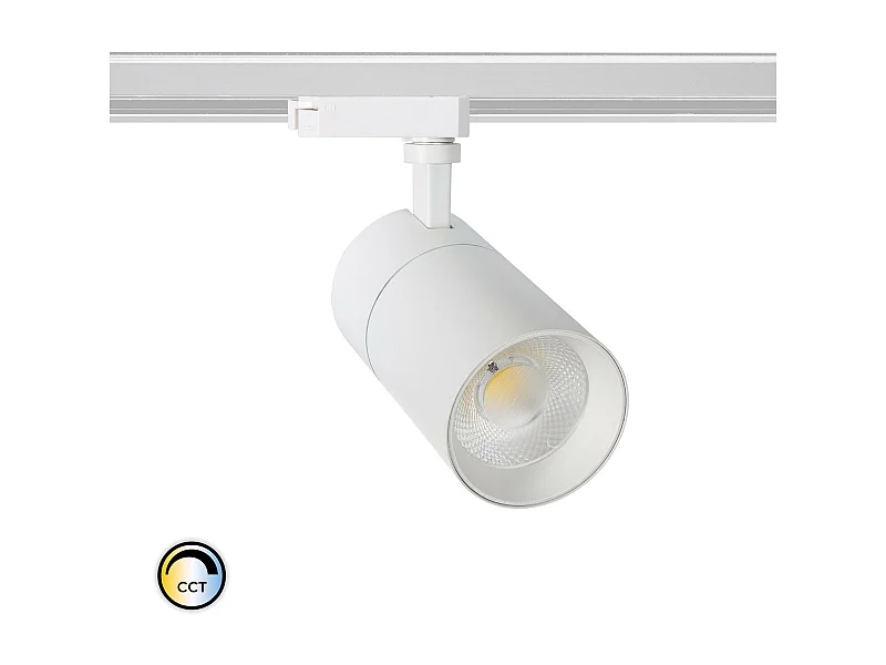 Spot LED sur Rail Monophasé 30W Mallet Dimmable CCT Sélectionnable Blanc