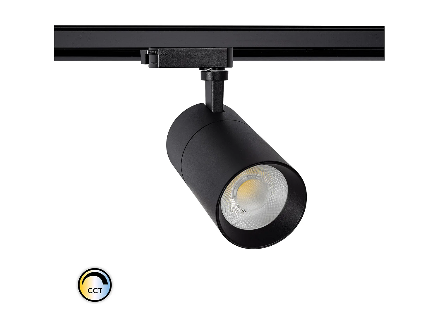 Spot LED sur Rail Monophasé 30W Mallet Dimmable CCT Sélectionnable Noir