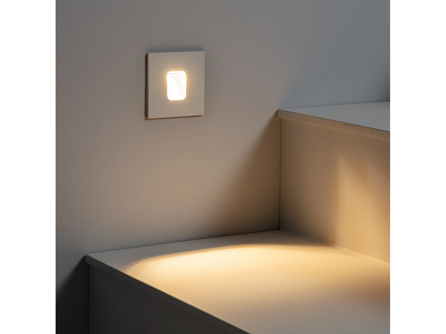 Balise LED Extérieure 2W Encastrable au Mur Carrée Olite Blanche 2700K Blanc chaud