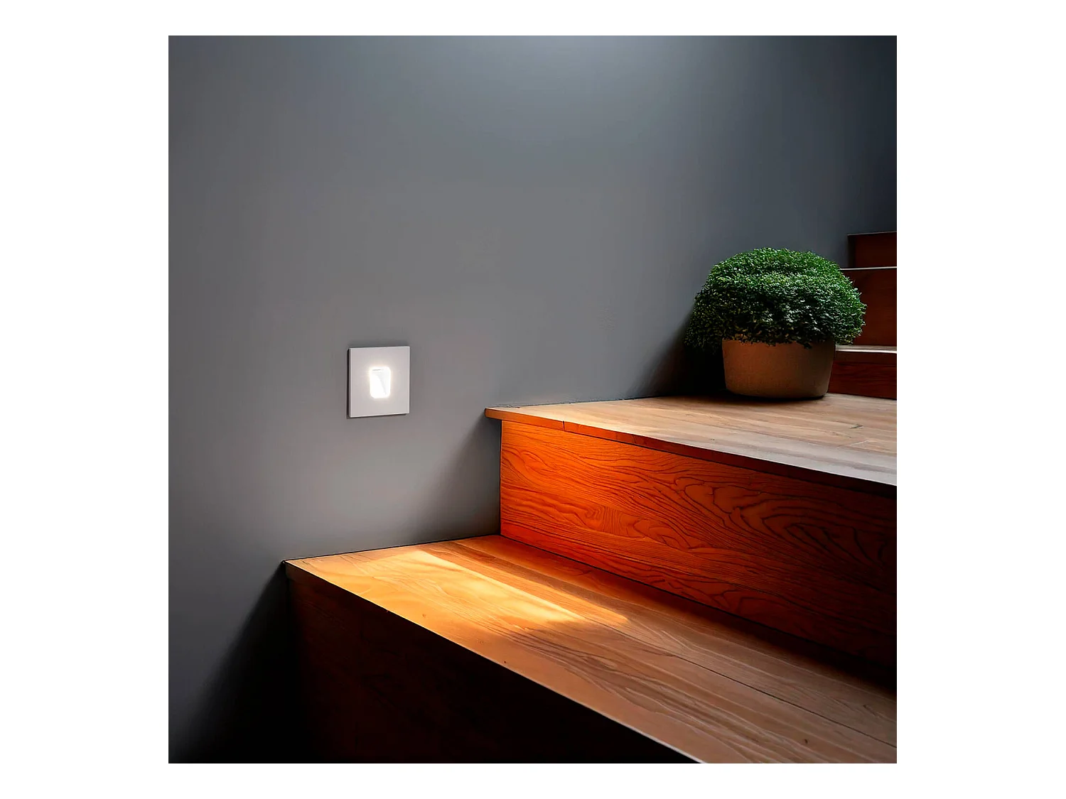 Balise LED Extérieure 2W Encastrable au Mur Carrée Olite Blanche 2700K Blanc chaud
