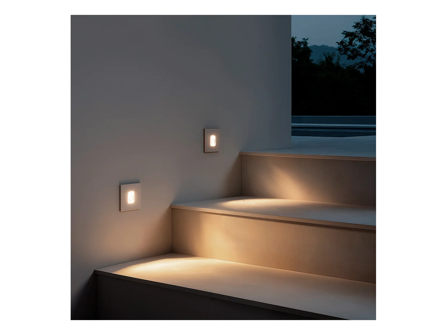 Balise LED Extérieure 2W Encastrable au Mur Carrée Olite Blanche 2700K Blanc chaud