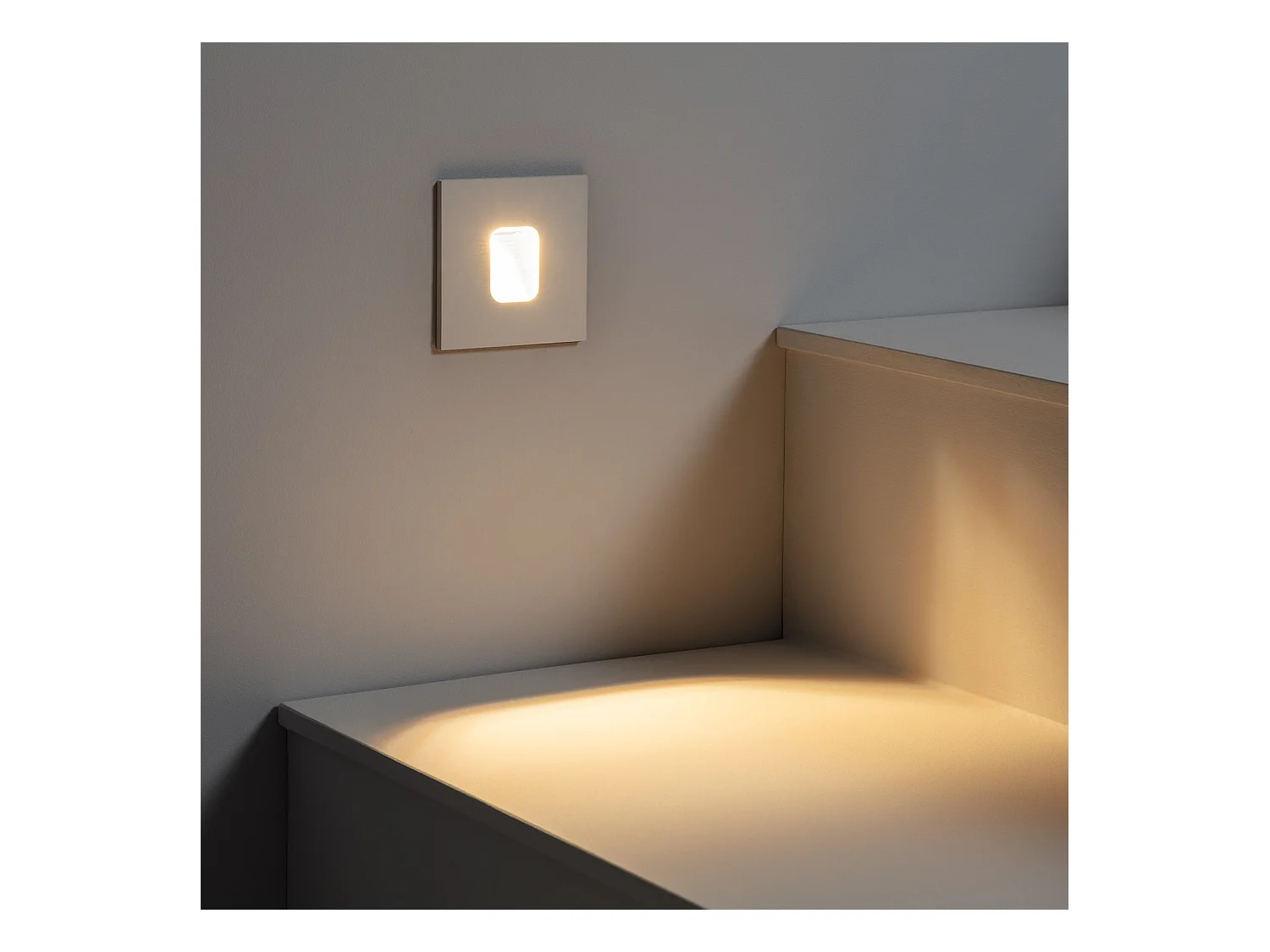 Balise LED Extérieure 2W Encastrable au Mur Carrée Olite Blanche 2700K Blanc chaud