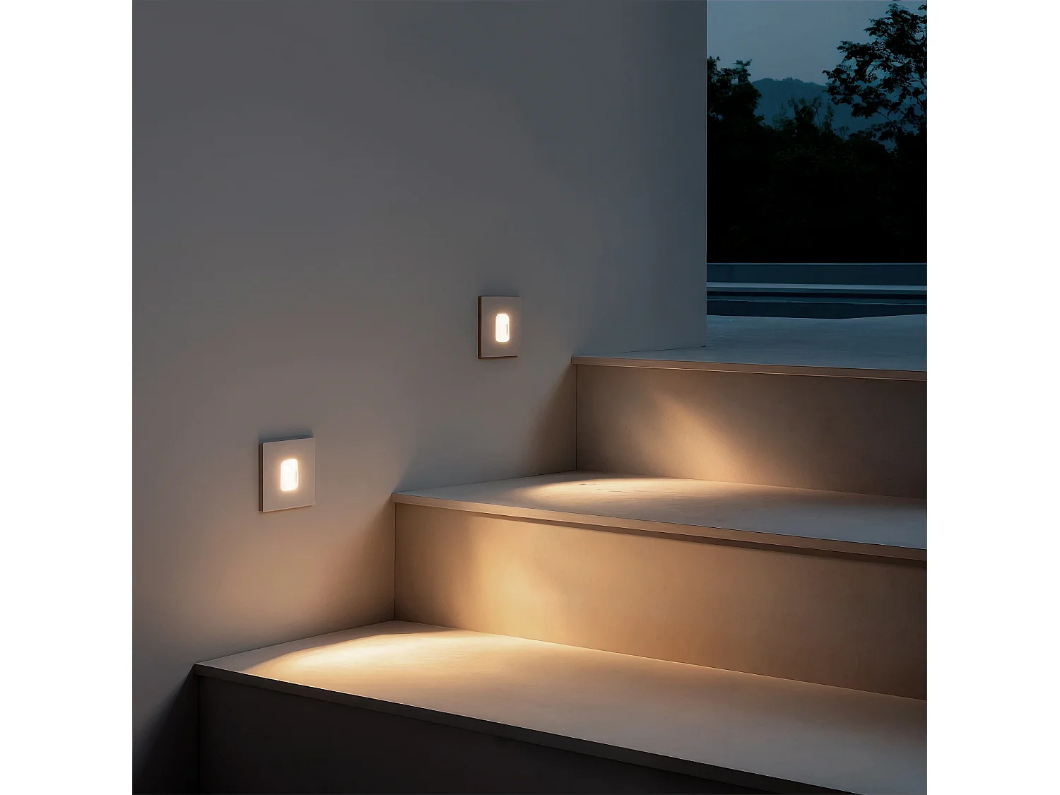 Balise LED Extérieure 2W Encastrable au Mur Carrée Olite Blanche 2700K Blanc chaud