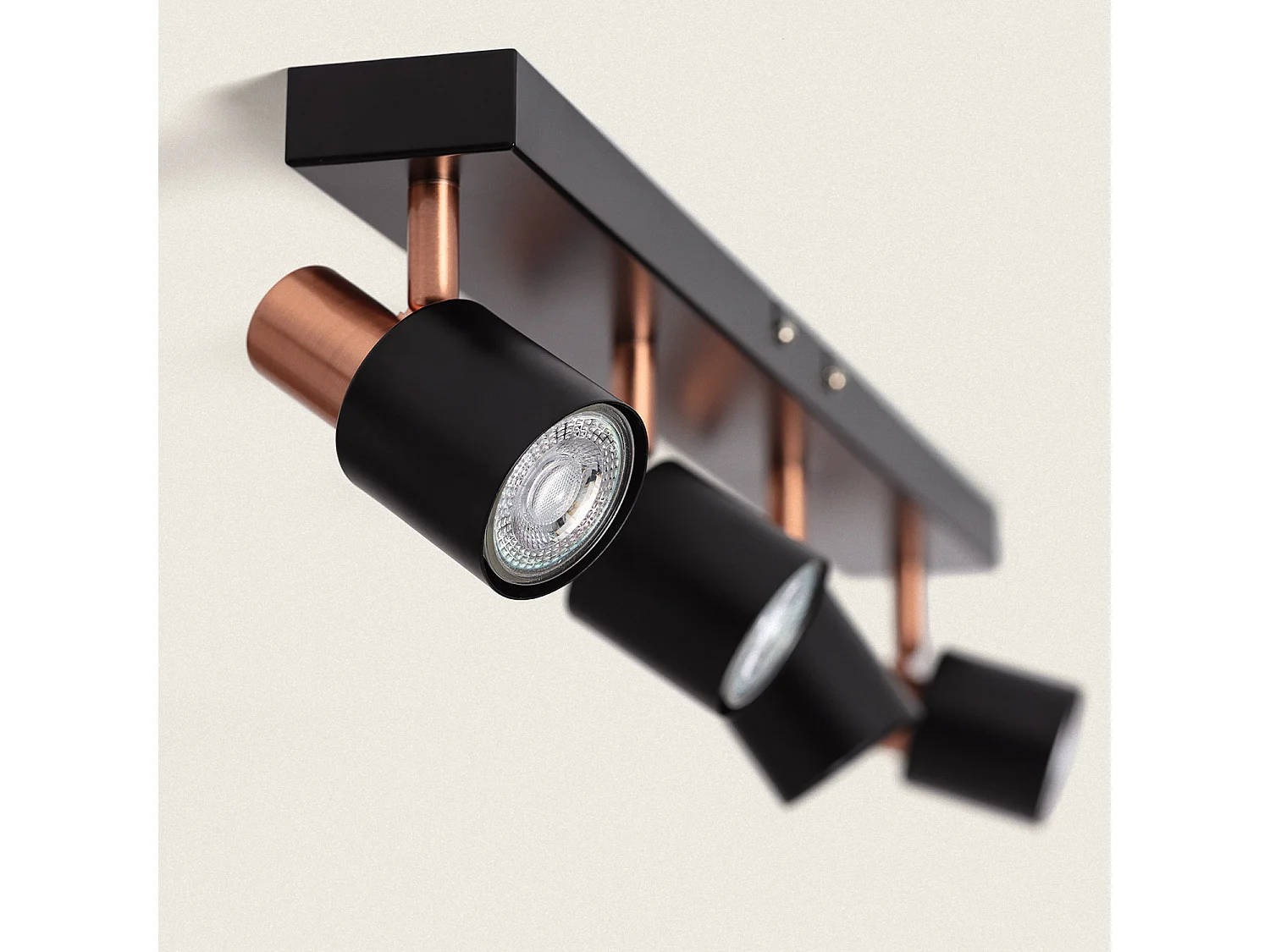 Lámpara de Techo Orientable Metal 4 Focos Ciro Black Rose Large Negro