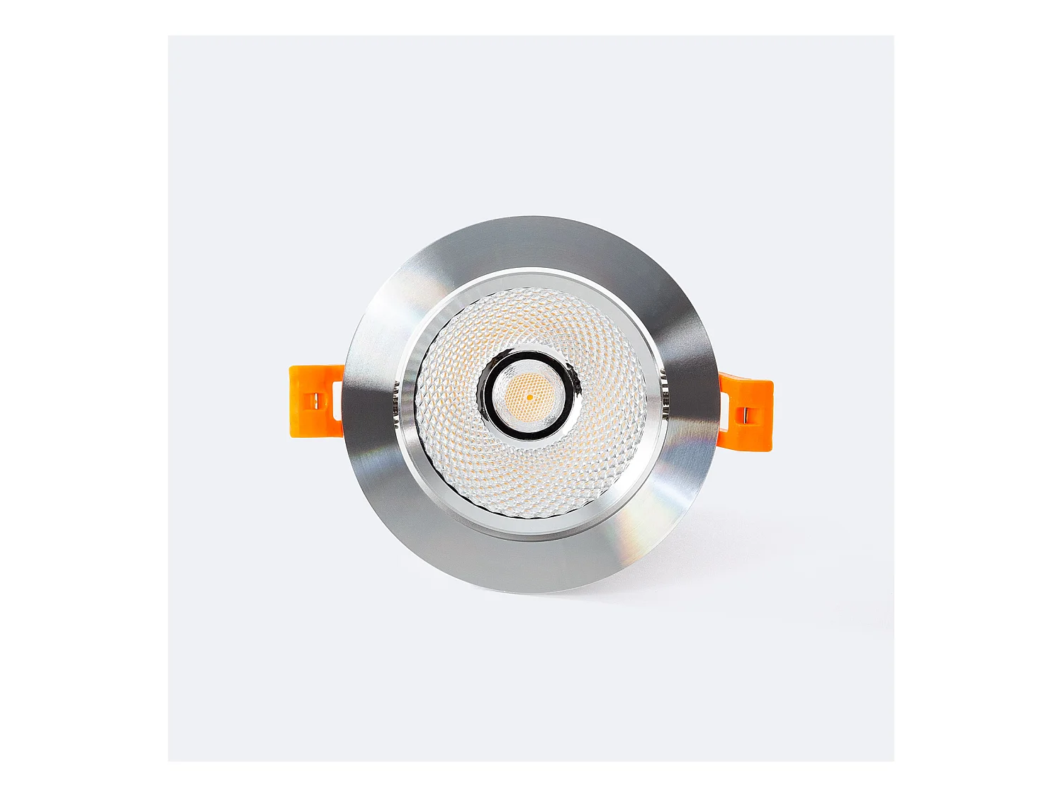 Foco Downlight LED 12W COB Direccionable Circular Plata Corte Ø 90 mm No Flicker 5000K Blanco Frío
