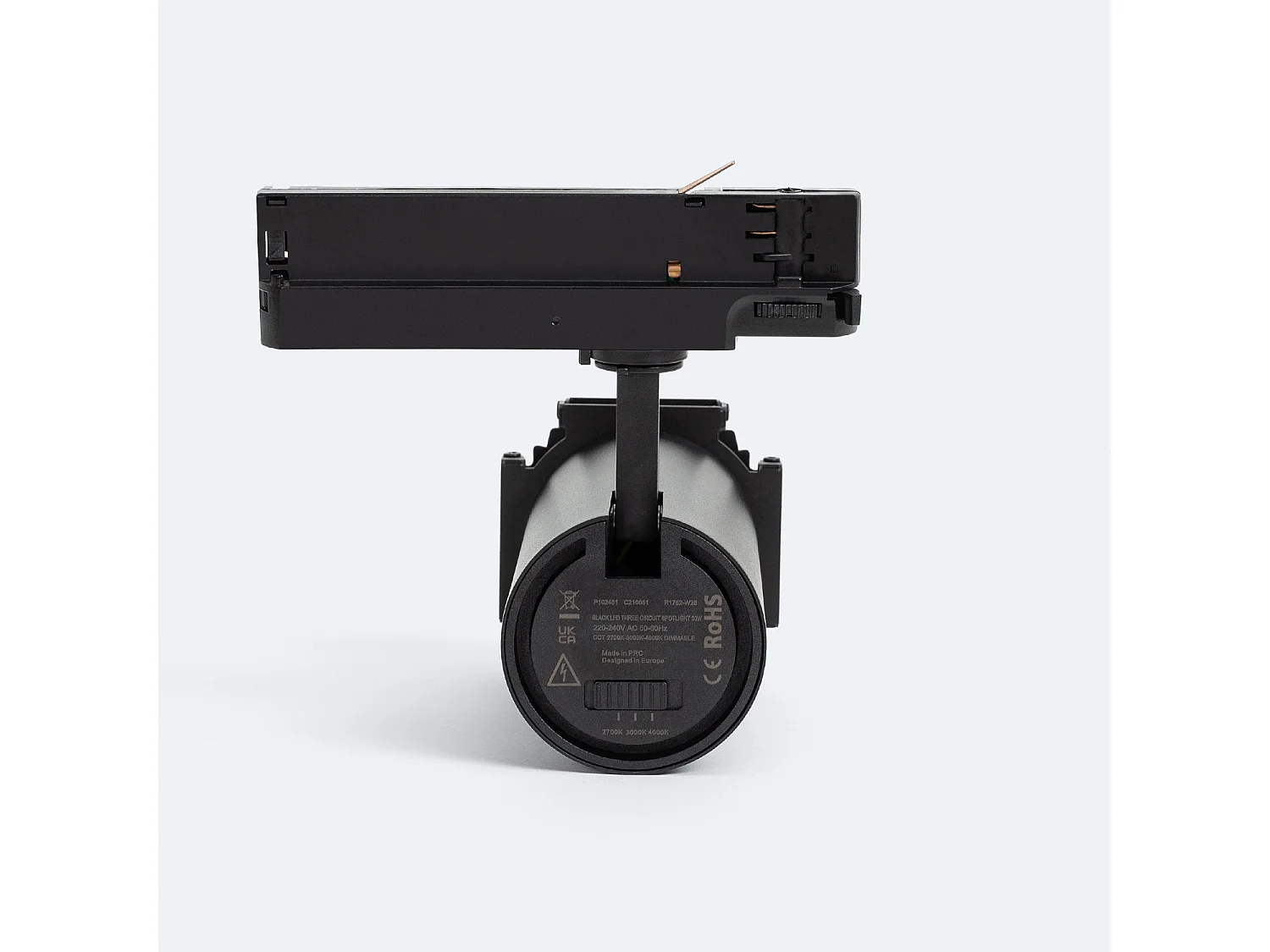 Spot LED Fasano Cinéma 30W CCT Sélectionnable pour Rail Triphasé Dimmable Noir 2700K - 3200K - 4000K Sélectionnable