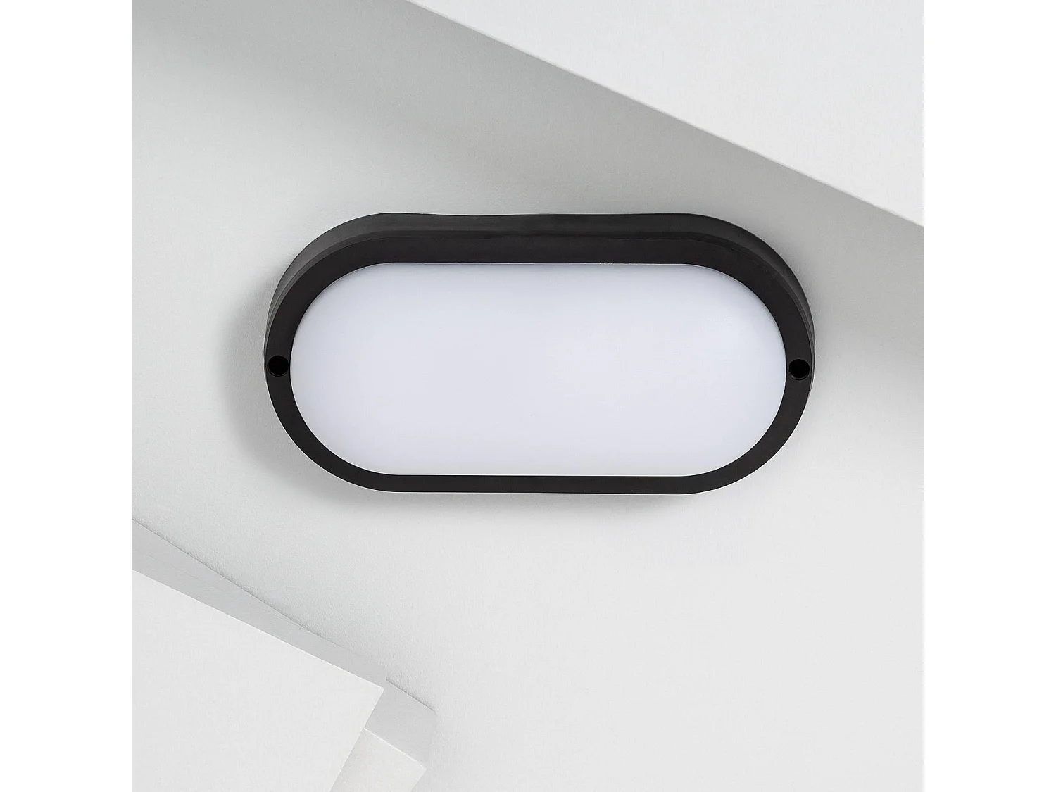 Plafoniera LED 25W Ovale per Esterni 96x198 mm IP65 Black 4000K Bianco Naturale