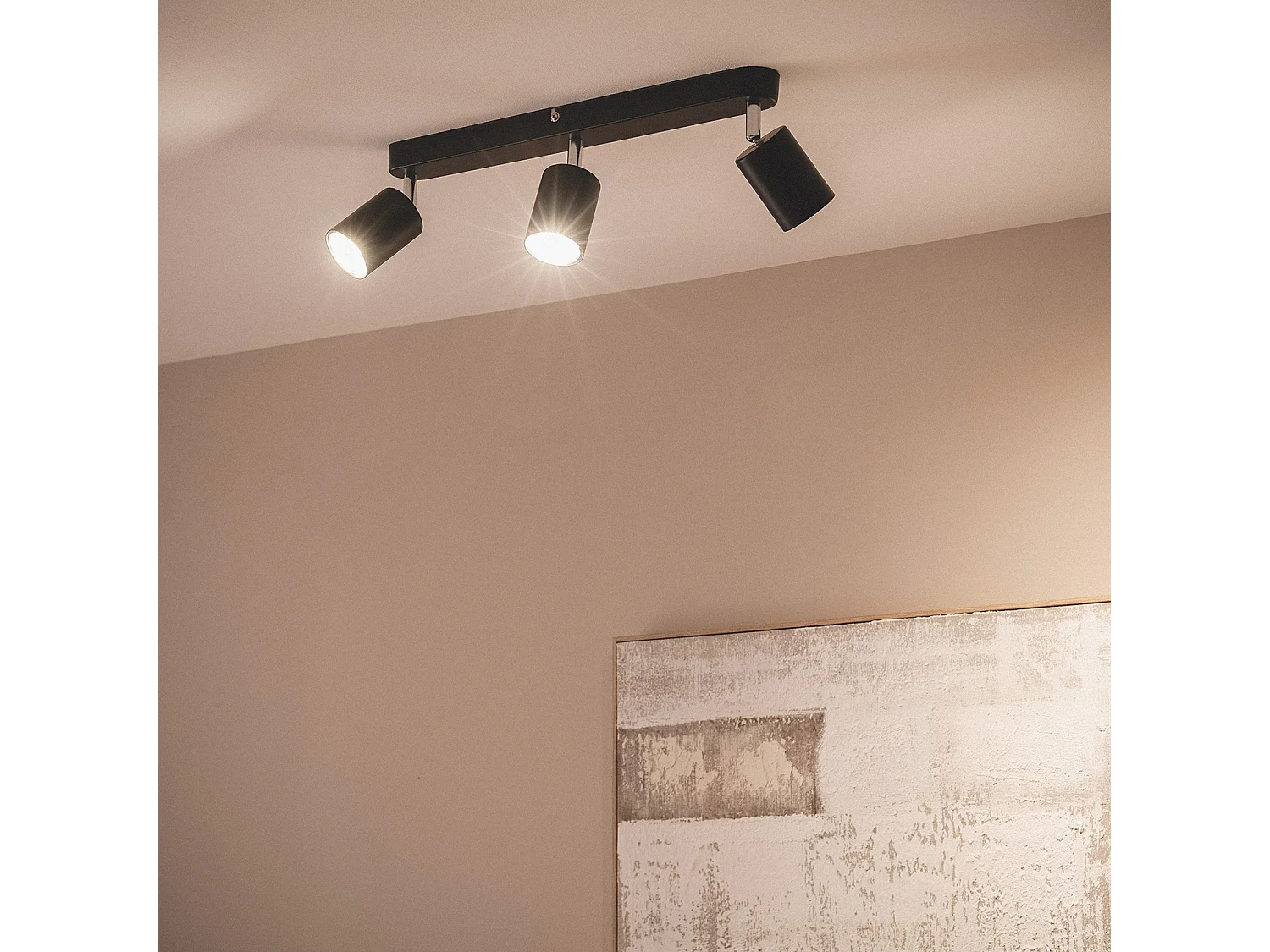 Plafonnier  Orientable Métal 3 Spots Albus Black Large Noir