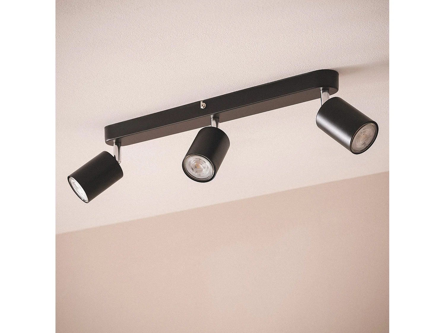 Plafonnier  Orientable Métal 3 Spots Albus Black Large Noir