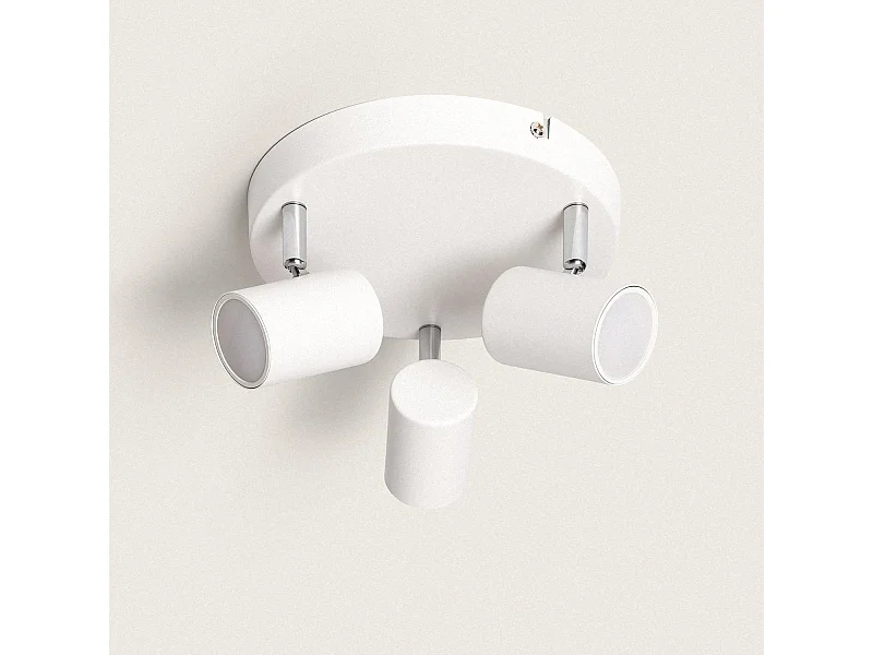 Lámpara de Techo Orientable Metal 3 Focos Wuedy Circular Blanco