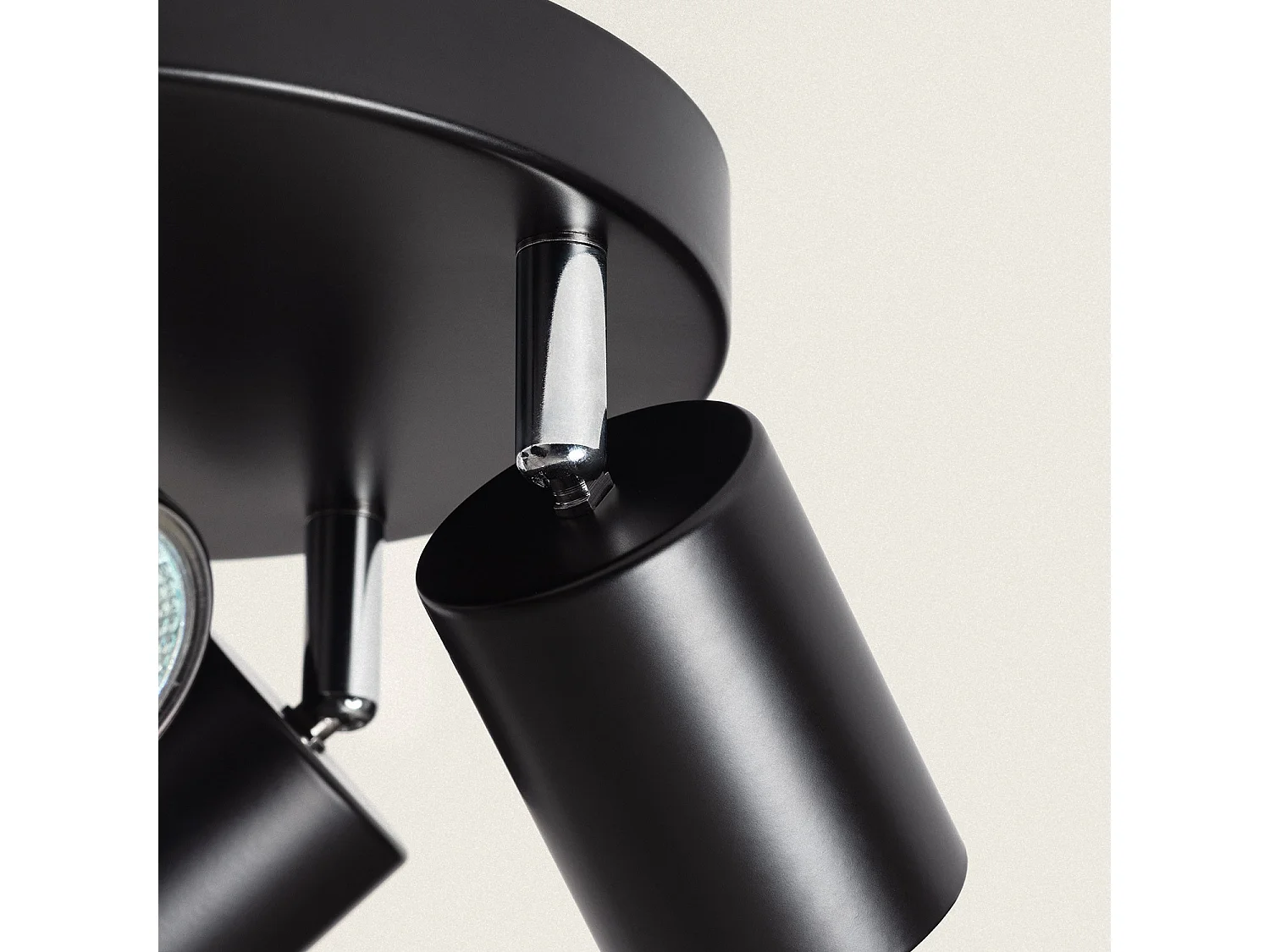 Plafonnier Orientable Rond Métal 4 Spots Albus Black Noir