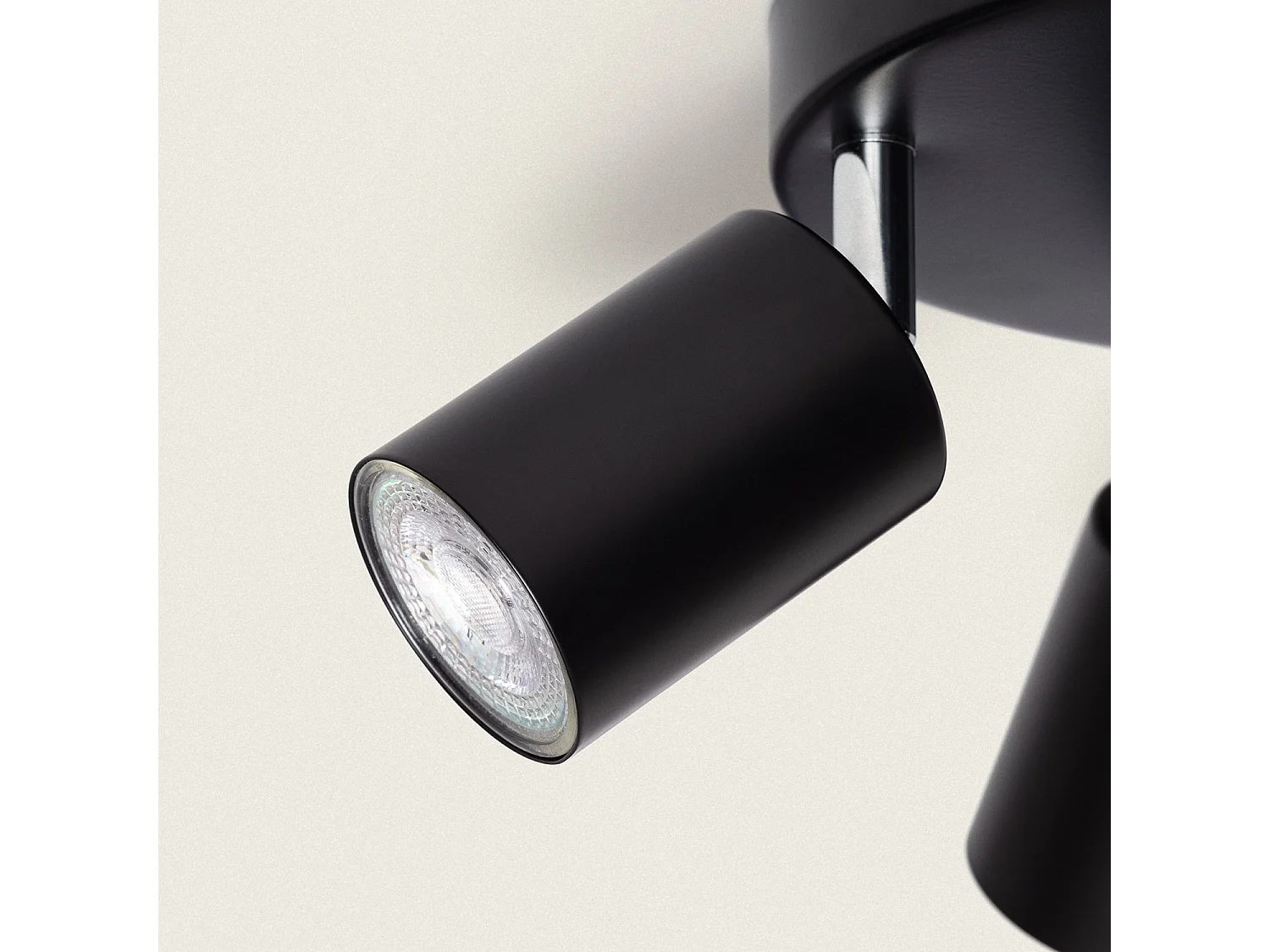 Plafonnier Orientable Rond Métal 4 Spots Albus Black Noir