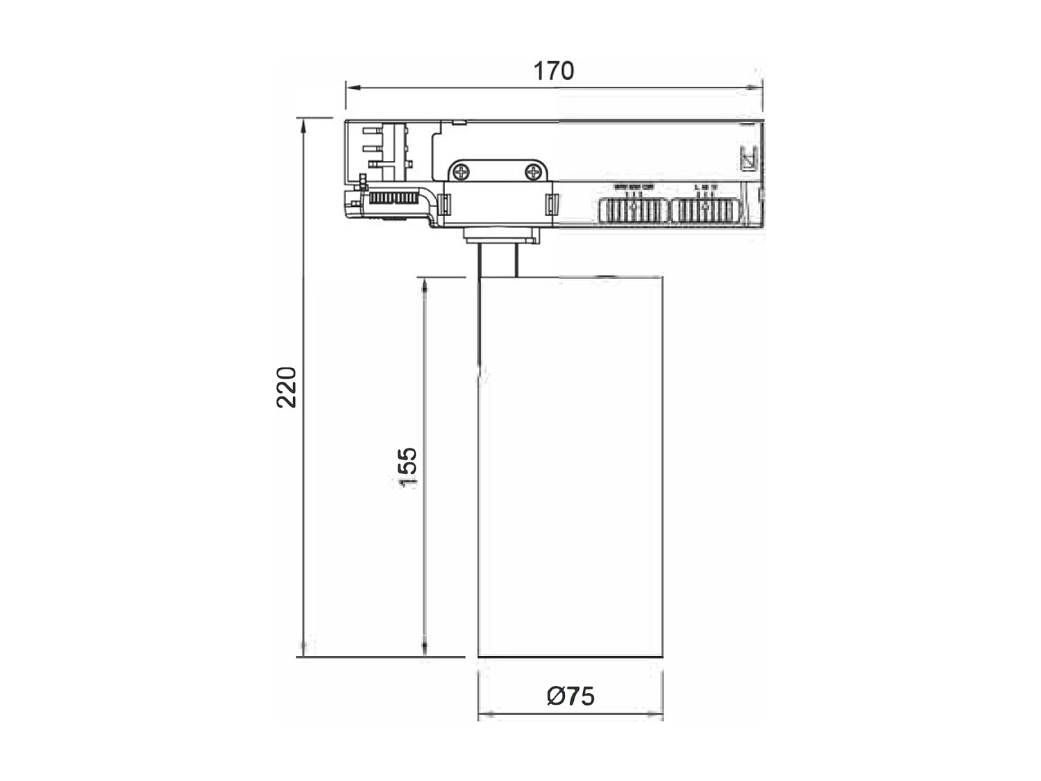 Spot LED Fasano Cinéma 30W CCT Sélectionnable pour Rail Triphasé Dimmable Blanc (2700K - 3200K - 4000K) Sélectionnable
