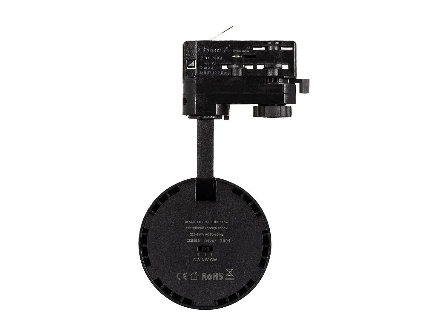 Spot LED sur Rail Triphasé 40W d'Angelo CCT Sélectionnable LIFUD Noir (3000K - 4000K - 6000K) Sélectionnable (chaud-neutre-froid)