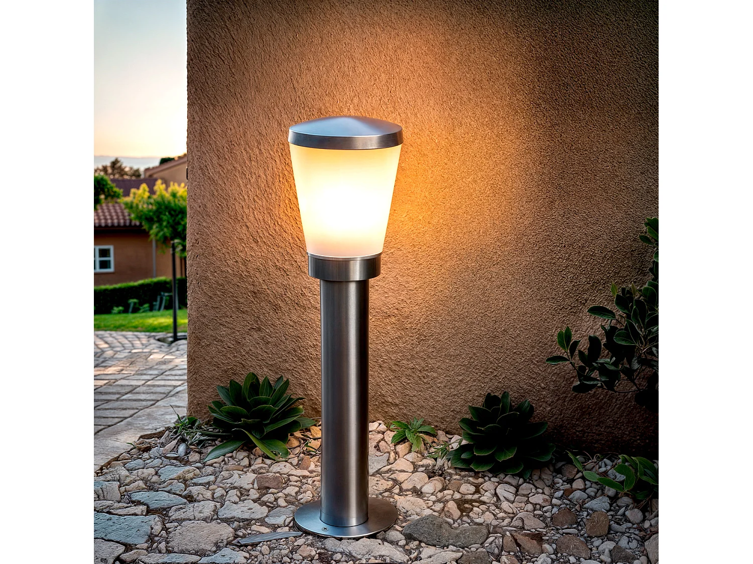 Lampioncino per Esterni Superficie Base 50cm Acciaio Inox Idun Argento