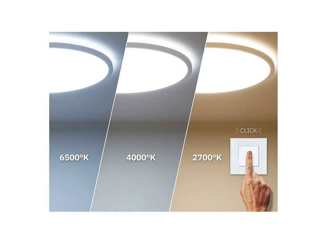 Plafoniera LED 6W Circolare SwitchCCT Selezionabile Ø120 mm Regolazione Compatibile con Telecomando RF V2 Selezionabile (Caldo-Naturale-Freddo)