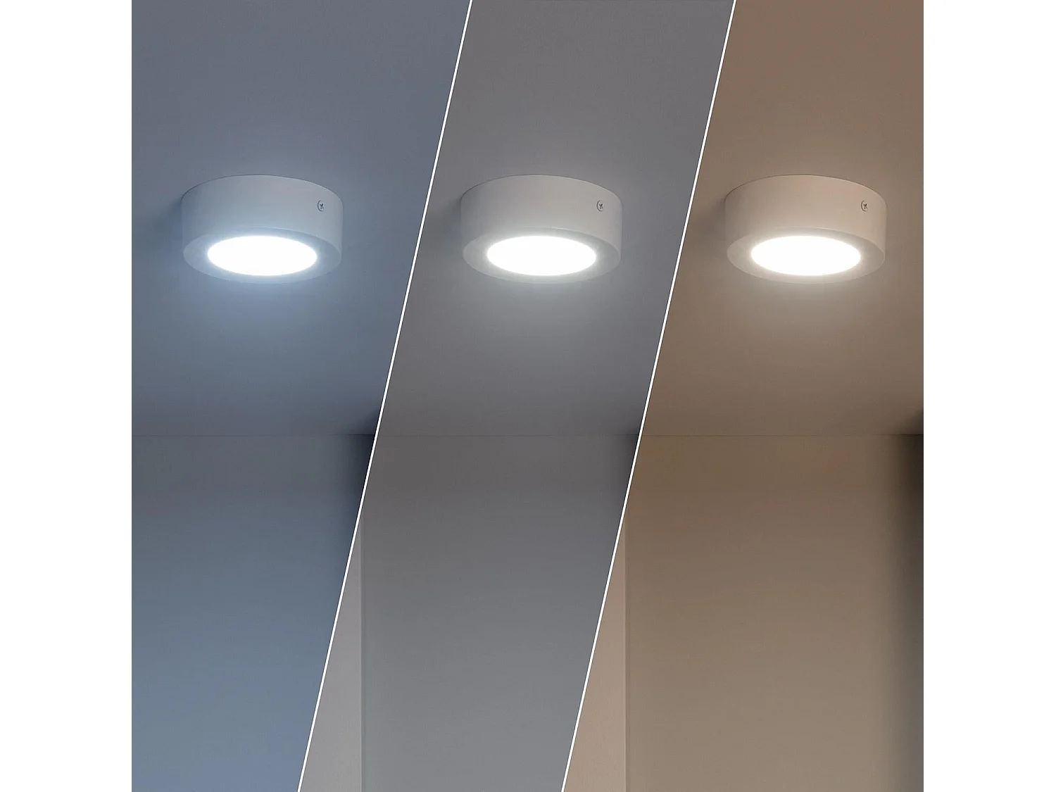 Plafonnier LED Rond 6W SwitchCCT Sélectionnable Ø 120mm Dimmable Compatible avec Télécommande RF V.2 Sélectionnable (chaud-neutre-froid)