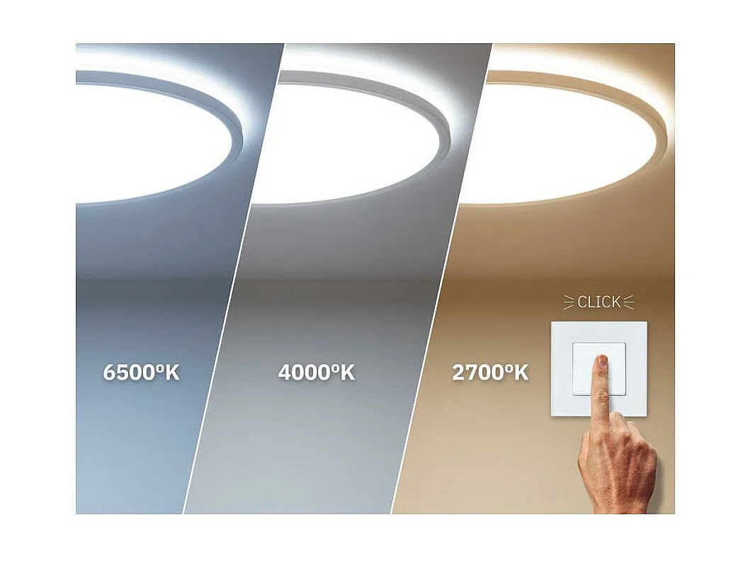 Plafonnier LED Rond 6W SwitchCCT Sélectionnable Ø 120mm Dimmable Compatible avec Télécommande RF V.2 Sélectionnable (chaud-neutre-froid)