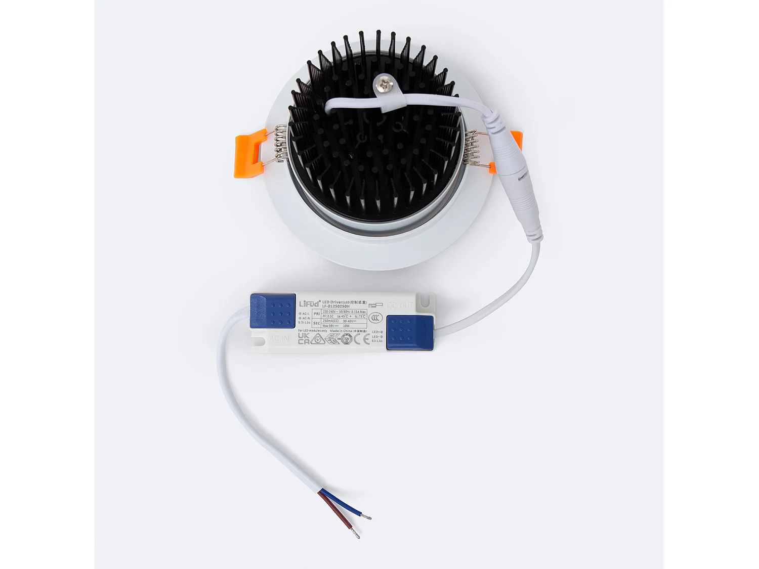 Spot Downlight LED 12W Rond COB CRI90 Coupe Ø 90 mm No Flicker 2700K Blanc chaud