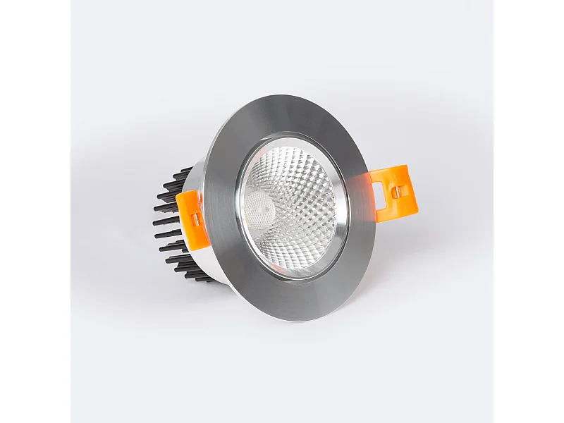Spot Downlight LED 7W Rond COB CRI90 Coupe Ø 70 mm Argentée No Flicker 2700K Blanc chaud