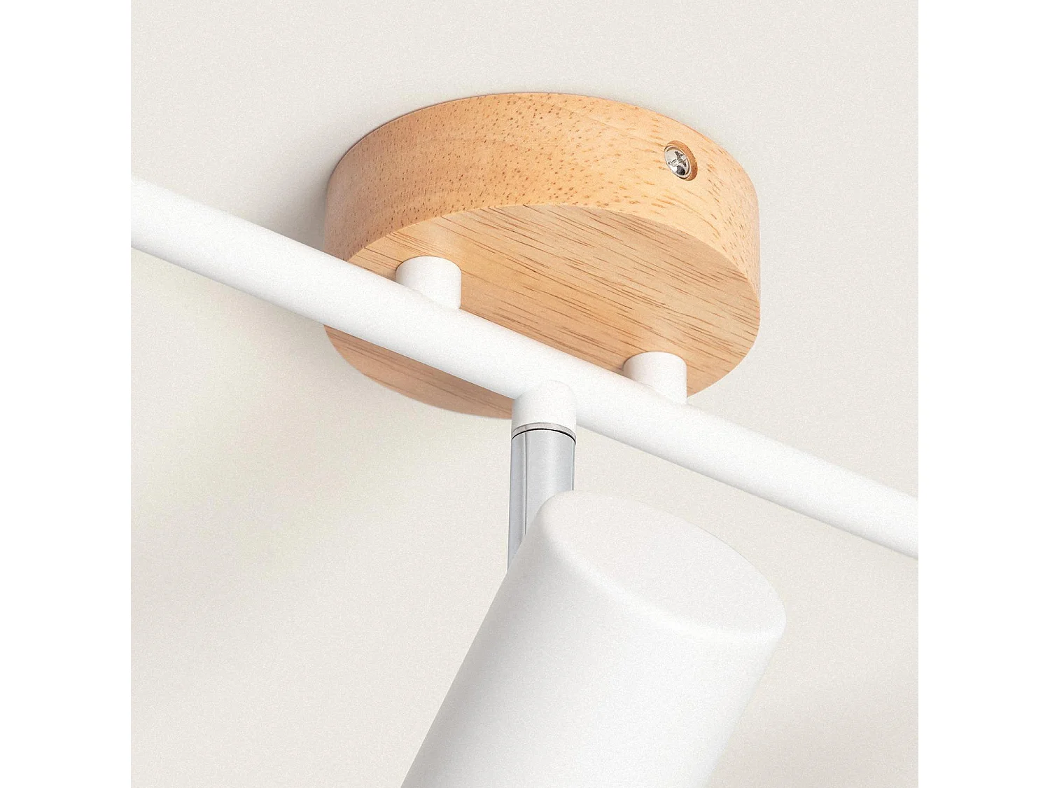 Plafonnier Orientable Bois et Métal 3 Spots Albus  Blanc